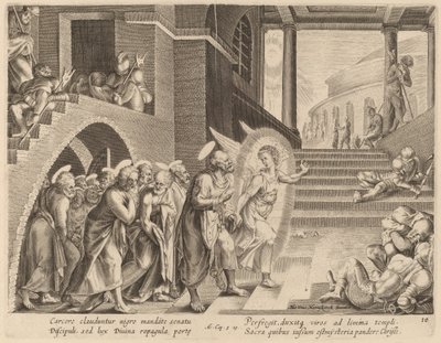 The Apostles Delivered from Prison by an Angel by Philip Galle after Maerten van Heemskerck