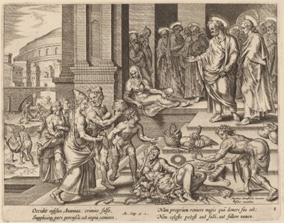 The Deaths of Ananias and Sapphira by Philip Galle after Maerten van Heemskerck