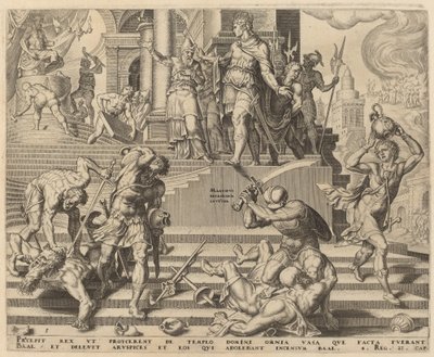 The Destruction of the Temple of Baal and the Slaughter of His Priests by Philip Galle, after Maerten van Heemskerck