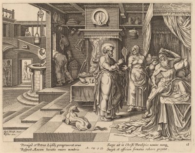 The Healing of Eneas by Saint Peter by Philip Galle after Maerten van Heemskerck