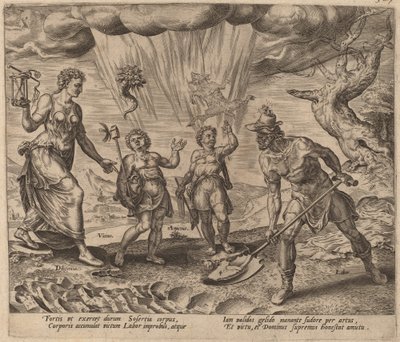 The Lord Endowing the Diligent Worker with Food and Clothing by Philip Galle after Maerten van Heemskerck