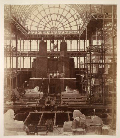 Preparations for the erection of the Colossi of Abu Simbel, Crystal Palace, from 