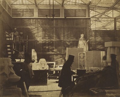 Storeroom with Artisans and Plaster Casts, Crystal Palace by Philip Henry Delamotte
