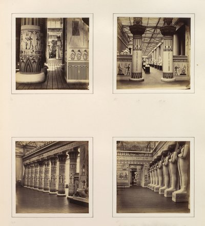 View Across the Egyptian Court, View through Egyptian Columns into Classical Sculpture by Philip Henry Delamotte.