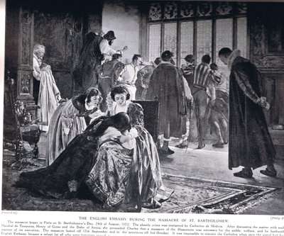 The English Embassy during the Massacre of St Bartholomew, illustration from 