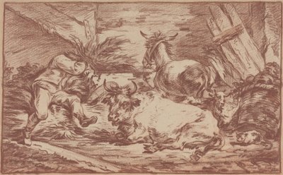 Animals in a Stable by Philip James de (1740-1812) Loutherbourg