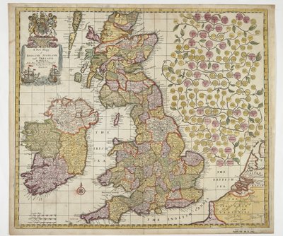 A New Map of England Scotland and Ireland, c.1690 by Philip Lea