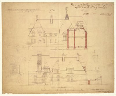 Elevations for The Red House, Bexley Heath by Philip Webb