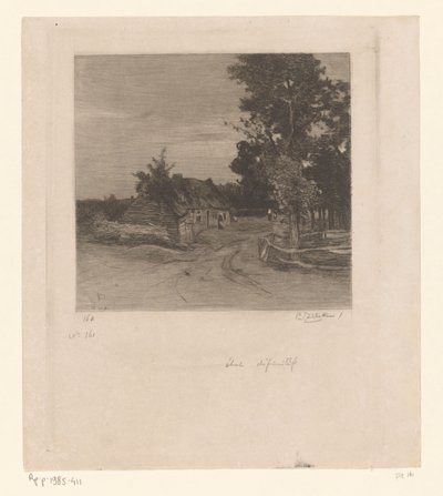Farmhouse on a Country Road with Trees by Philip Zilcken (signed by artist)