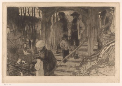 Farmers Descending a Staircase by Philip Zilcken (signed by artist)