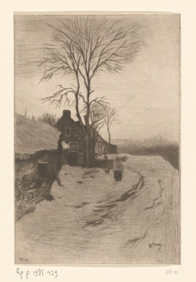 Farms Along a Road with Bare Trees by Philip Zilcken