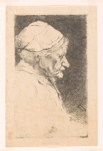 Portrait of an Old Woman, in Profile by Philip Zilcken