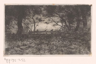 Meadow with Fence and Trees by Philip Zilcken