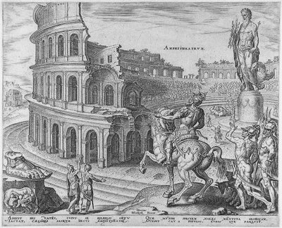 The Colosseum at Rome from the series The Eighth Wonders of the World After Maarten van Heemskerck, 1572 by Philipp Galle