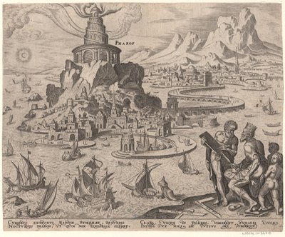 The Lighthouse at Alexandria from the series The Eighth Wonders of the World After Maarten van Heemskerck by Philipp Galle