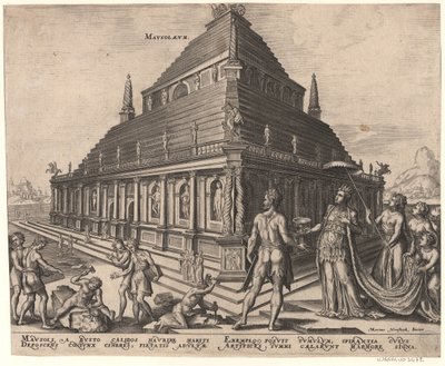 The Mausoleum at Halicarnassus from the Series The Eighth Wonders of the World After Maarten van Heemskerck, 1572 by Philipp Galle