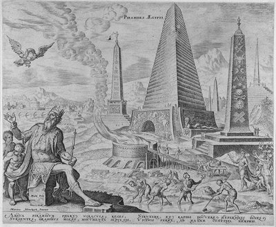 The Pyramids of Egypt from the Series The Eighth Wonders of the World After Maarten van Heemskerck by Philipp Galle