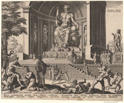 The Statue of Jupiter at Olympia from the series The Eighth Wonders of the World After Maarten van Heemskerck by Philipp Galle