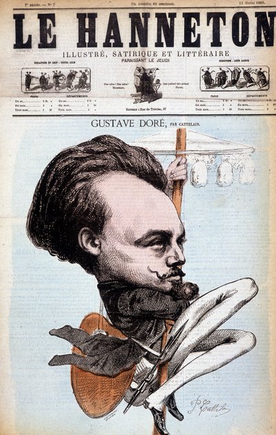 Gustave Doré. French draughtsman and painter (1832 to 1883). Cartoon by Cattelain. The Hanneton 1868. by Philippe Auguste Cattelain