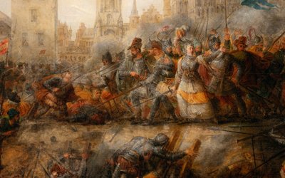 Defense of Tournai by the Princess of Epinoy by Philippe Auguste Hennequin