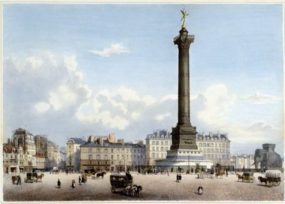 Column of July at the Bastille - in “Promenade dans Paris et ses environs”, designed by Jacottet and Benoist, c. 1840 by Philippe Benoist
