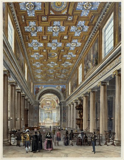 Interior of the church Notre-Dame de Lorette - in "Promenade dans Paris et ses environs", drawings by Jacottet and Benoist, ed. Gihaut Frères by Philippe Benoist