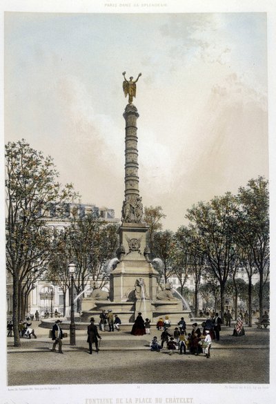 La Fontaine du Chatelet - lithography by Benoist by Philippe Benoist