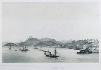 Nine panoramic views of Rio de Janeiro: As Prais St. Luzia a Gloria, 1862 by Philippe Benoist