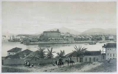 Nine panoramic views of Rio de Janeiro: Da Ilha das Cobras, 1862 by Philippe Benoist