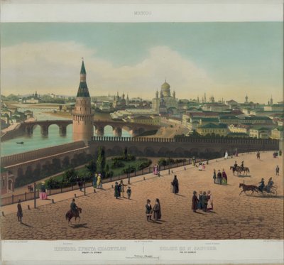 View of the Cathedral of Christ the Saviour and the Moscow Kremlin from a panoramic view of Moscow in 10 parts, c. 1848 by Philippe Benoist