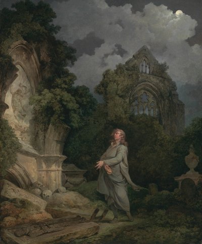 A Philosopher in a Moonlit Churchyard by Philippe Jacques de Loutherbourg