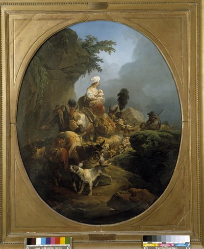 Caravan: the journey of a group of peasants with oxen, donkey, dog, goats by Philippe Jacques de Loutherbourg