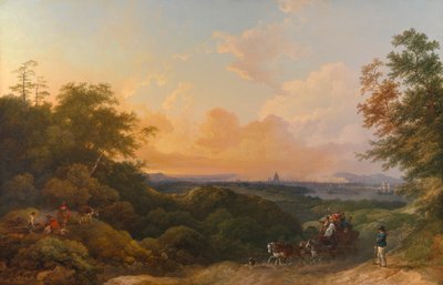 The Evening Coach, London in the Distance by Philippe Jacques de Loutherbourg