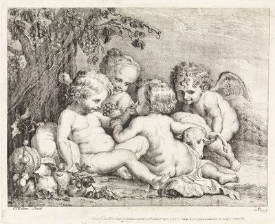 Christ, John the Baptist, and Two Putti by Philippe Lambert Joseph Spruyt