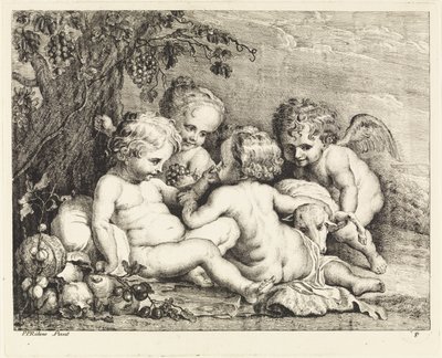 Christ, John the Baptist and Two Putti by Philippe Lambert Joseph Spruyt