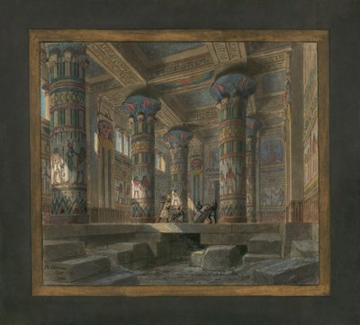 Scenography of Philippe Chaperon for the opera Aida by Giuseppe Verdi (1813-1901): the temple of Isis by Philippe Marie Chaperon