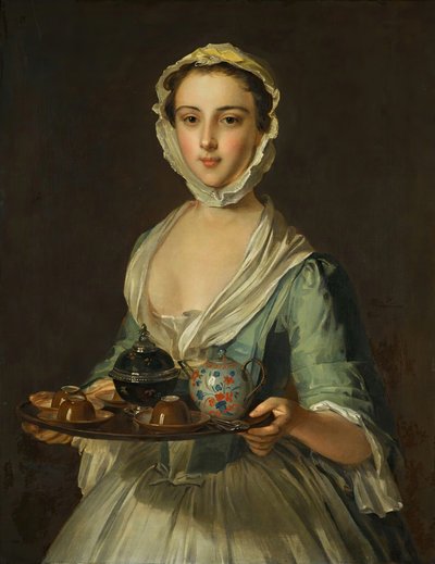 A Young Woman Holding a Tea Tray Possibly Hannah, the Artist