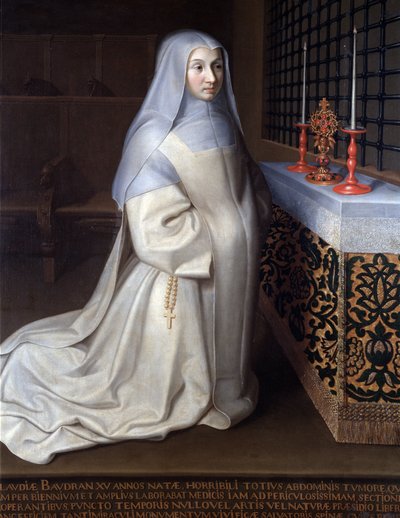 Portrait of Claudia (Claude) Baudran, inmate of the convent of Port Royal des Champs by Philippe de (attr. to) Champaigne