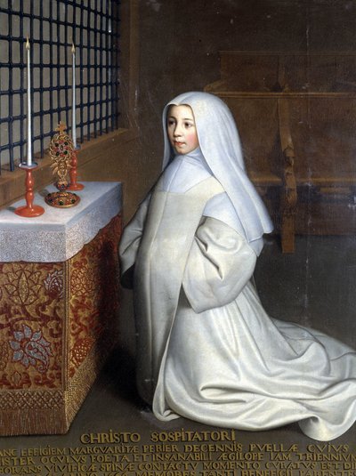 Portrait of Marguerite Périer, inmate of the convent of Port Royal des Champs and niece of Pascal (To Christ the Savior: Marguerite Périer, a 10-year-old girl whose left eye was healed in contact with the invigorating thorn) by Philippe de (attr. to) Champaigne