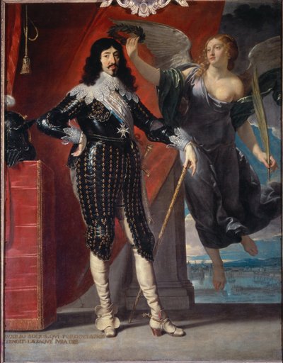Full length portrait of Louis XIII crowned by Victory by Philippe de Champaigne
