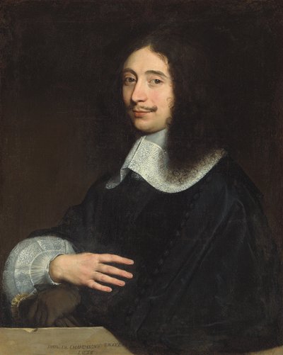 Portrait of a Gentleman, Traditionally Identified as Noël de Bullion, Half-Length, in Black with Lace Collar and Sleeve, His Gloves in His Left Hand by Philippe de Champaigne