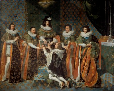 Reception by Louis XIII of Henri II of Orleans, Duke of Longueville and Estouville, Sovereign Prince of Neufchatel by Philippe de Champaigne