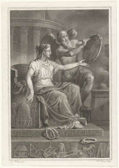 Allegorical representation of the 50th anniversary of Felix Meritis, 1827 by Philippus Velijn