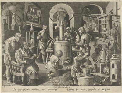 Distillation (title on object) New Inventions and Discoveries (series title) Nova Reperta (series title) by Philips Galle (attributed to workshop of)