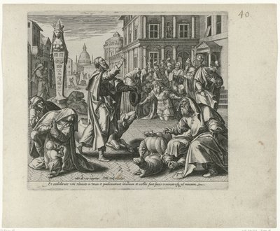 Jonah Proclaims the Downfall of Nineveh by Philips Galle (attributed to workshop of)