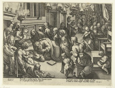 Paul Revives Eutychus (History of the Apostles series) by Philips Galle (workshop of)