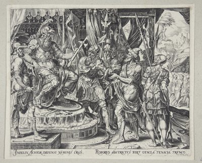 Achior Pleading with Holofernes for the Israelites by Philips Galle