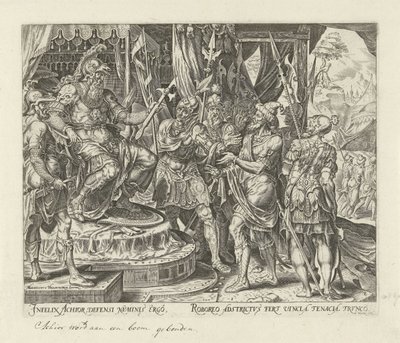 Achior Before Holofernes (series title: History of Judith and Holofernes) by Philips Galle