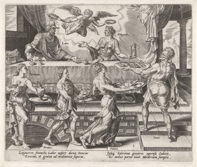 Labor and Diligence Rewarded with a Virtuous Life (Rewards for Labor and Diligence) by Philips Galle