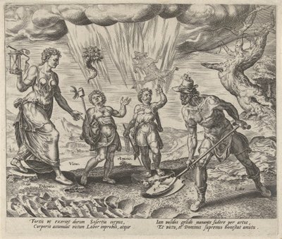 Labor is Rewarded with Food and Clothing (series title: Rewards for Labor and Diligence) by Philips Galle